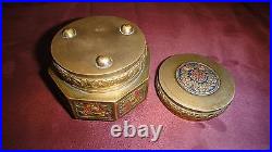 Antique Vtg Chinese Export Octagonal Enamel Cloisonne Cigarettes Box Case Bronze