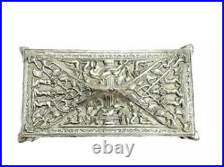 Art Deco Era Egyptian Revival Silverplate Cedar Lined Tabletop Cigarette Box