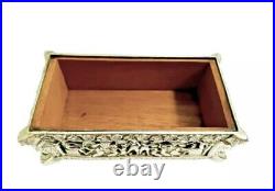 Art Deco Era Egyptian Revival Silverplate Cedar Lined Tabletop Cigarette Box