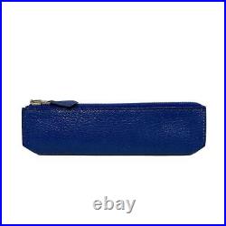 Auth HERMES Piccolo Blue Chevre Square J Accessory Case