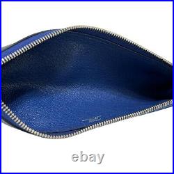 Auth HERMES Piccolo Blue Chevre Square J Accessory Case