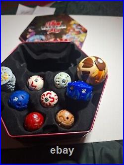 Bakugan battle brawlers rare lot of 9 some first gen. With tin case and holder