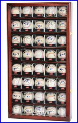 Baseball Display Case 40 Acrylic Cubes Box Cherry Wood Ball Holder Wall Cabinet Baseball Display Case 40 Acrylic Cubes Box Cherry Wood Ball Holder Wall Cabinet