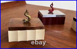 Chase Art Deco Machine Age Chrome Brass Bakelite Koi Fish Cigarette Box Vtg Mcm