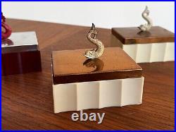 Chase Art Deco Machine Age Chrome Brass Bakelite Koi Fish Cigarette Box Vtg Mcm