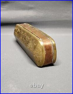 Circa 1725 Rare Dutch Brass & Copper Engraved Tobacco Box