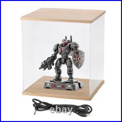 Clear Display Case, Figure Display Boxes with Line light, 12x10x21, Wood
