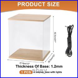 Clear Display Case, Figure Display Boxes with Line light, 12x10x21, Wood