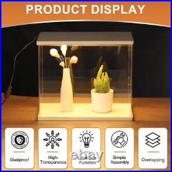 Clear Display Case, Figure Display Boxes with Line light, 12x10x21, Wood