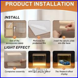 Clear Display Case, Figure Display Boxes with Line light, 12x10x21, Wood