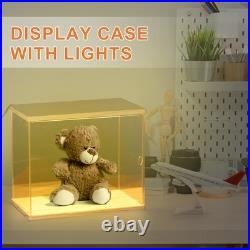 Clear Display Case, Figure Display Boxes with Line light, 12x10x21, Wood