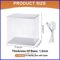 Clear Display Case, Figure Display Boxes with Line light, 12x12x12, White