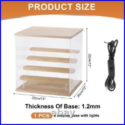 Clear Display Case, Figure Display Boxes with Square light, 13x12x13, Wood