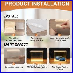 Clear Display Case, Figure Display Boxes with Square light, 13x12x13, Wood