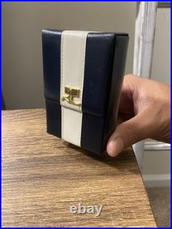 Courreges Vintage Navy Blue White Box Cut Cigarette Case Multi Pouch, Good Cond Courreges Vintage Navy Blue White Box Cut Cigarette Case Multi Pouch, Good Cond