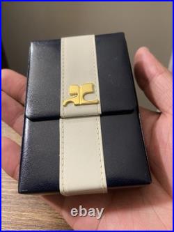 Courreges Vintage Navy Blue White Box Cut Cigarette Case Multi Pouch, Good Cond Courreges Vintage Navy Blue White Box Cut Cigarette Case Multi Pouch, Good Cond