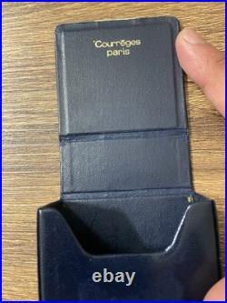 Courreges Vintage Navy Blue White Box Cut Cigarette Case Multi Pouch, Good Cond Courreges Vintage Navy Blue White Box Cut Cigarette Case Multi Pouch, Good Cond