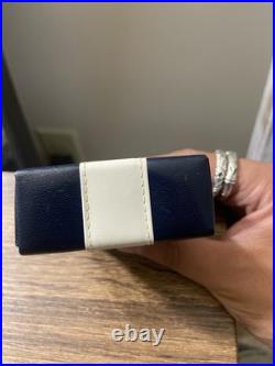 Courreges Vintage Navy Blue White Box Cut Cigarette Case Multi Pouch, Good Cond Courreges Vintage Navy Blue White Box Cut Cigarette Case Multi Pouch, Good Cond