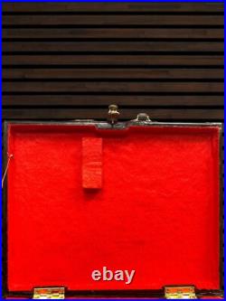 Custom Handmade Cocobolo wood pistol storage box with Hand inscribed brass inlay