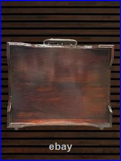 Custom Handmade Cocobolo wood pistol storage box with Hand inscribed brass inlay