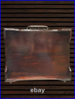 Custom Handmade Cocobolo wood pistol storage box with Hand inscribed brass inlay