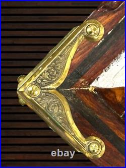 Custom Handmade Cocobolo wood pistol storage box with Hand inscribed brass inlay
