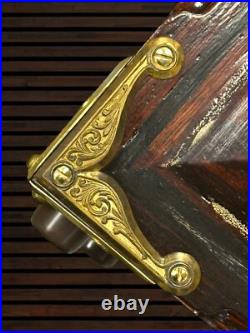 Custom Handmade Cocobolo wood pistol storage box with Hand inscribed brass inlay