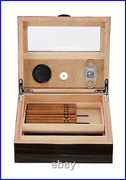Elegant 50+ CT Count Cigar Humidor Humidifier Wooden Case Box Hygrometer 1fiv