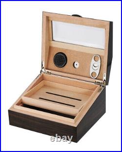 Elegant 50+ CT Count Cigar Humidor Humidifier Wooden Case Box Hygrometer 1fiv