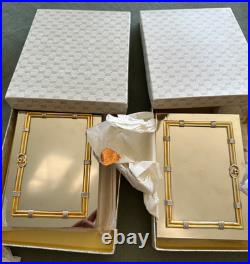 Gucci Pair of Deadstock Silverplate Wood Line Cigar Boxes w GG Detail in Boxes Gucci Pair of Deadstock Silverplate Wood Line Cigar Boxes w GG Detail in Boxes