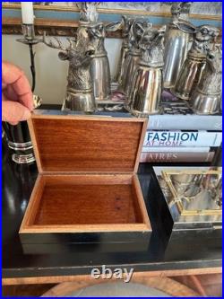 Gucci Pair of Deadstock Silverplate Wood Line Cigar Boxes w GG Detail in Boxes Gucci Pair of Deadstock Silverplate Wood Line Cigar Boxes w GG Detail in Boxes