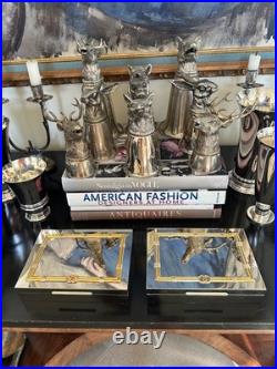Gucci Pair of Deadstock Silverplate Wood Line Cigar Boxes w GG Detail in Boxes Gucci Pair of Deadstock Silverplate Wood Line Cigar Boxes w GG Detail in Boxes
