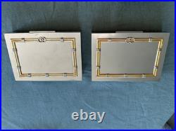 Gucci Pair of Deadstock Silverplate Wood Line Cigar Boxes w GG Detail in Boxes Gucci Pair of Deadstock Silverplate Wood Line Cigar Boxes w GG Detail in Boxes