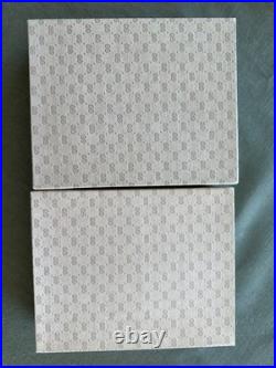 Gucci Pair of Deadstock Silverplate Wood Line Cigar Boxes w GG Detail in Boxes Gucci Pair of Deadstock Silverplate Wood Line Cigar Boxes w GG Detail in Boxes