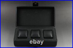 MINT OMEGA Genuine Black Watch Box Fine Leather Collection 3 Slot Swiss Made