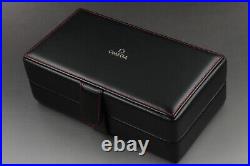 MINT OMEGA Genuine Black Watch Box Fine Leather Collection 3 Slot Swiss Made