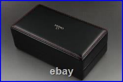 MINT OMEGA Genuine Black Watch Box Fine Leather Collection 3 Slot Swiss Made