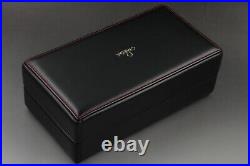 MINT OMEGA Genuine Black Watch Box Fine Leather Collection 3 Slot Swiss Made