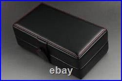 MINT OMEGA Genuine Black Watch Box Fine Leather Collection 3 Slot Swiss Made