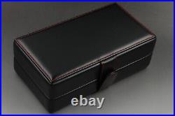 MINT OMEGA Genuine Black Watch Box Fine Leather Collection 3 Slot Swiss Made