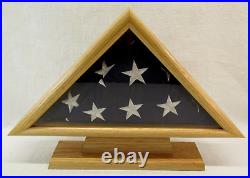 Memorial Flag Oak Display Case Military Shadow Box, 3' x 5' Folded Flag Included