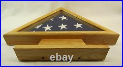 Memorial Flag Oak Display Case Military Shadow Box, 3' x 5' Folded Flag Included