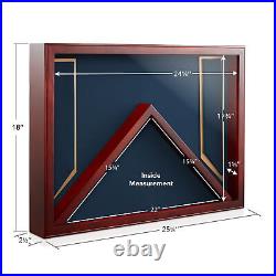 Military Shadow Box Display Case for Burial Flag, Medals Navy Blue Velvet