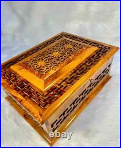 Moroccan jewellery burl thuya large Box lockable wooden burl Jewelry Box inlaid