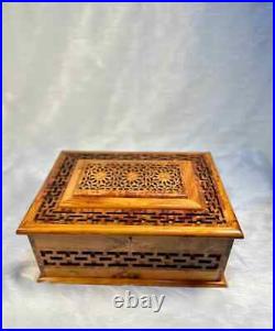 Moroccan jewellery burl thuya large Box lockable wooden burl Jewelry Box inlaid