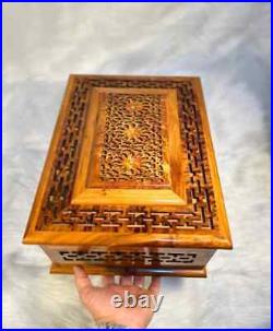 Moroccan jewellery burl thuya large Box lockable wooden burl Jewelry Box inlaid