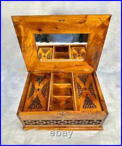 Moroccan jewellery burl thuya large Box lockable wooden burl Jewelry Box inlaid