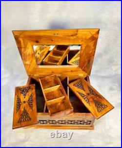 Moroccan jewellery burl thuya large Box lockable wooden burl Jewelry Box inlaid