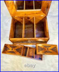 Moroccan jewellery burl thuya large Box lockable wooden burl Jewelry Box inlaid