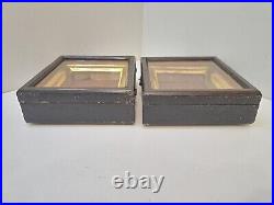Old Wooden pair Kiot Box Case For Icons Religion Ukraine Antique